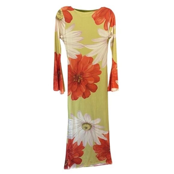 ASOS Angel Sleeve Midaxi Dress Bold Floral Retro Gardencore S - Picture 4 of 10